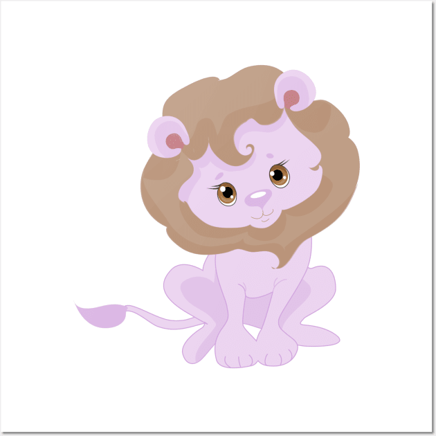 Cute Purple Baby Lion Wall Art by Animal Specials